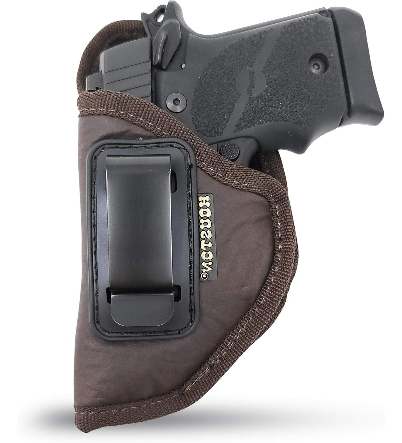 Brown Eco-Leather IWB Holster – Suede-Lined, Metal Clip, Pistols & Revolvers, Right & Left Hand