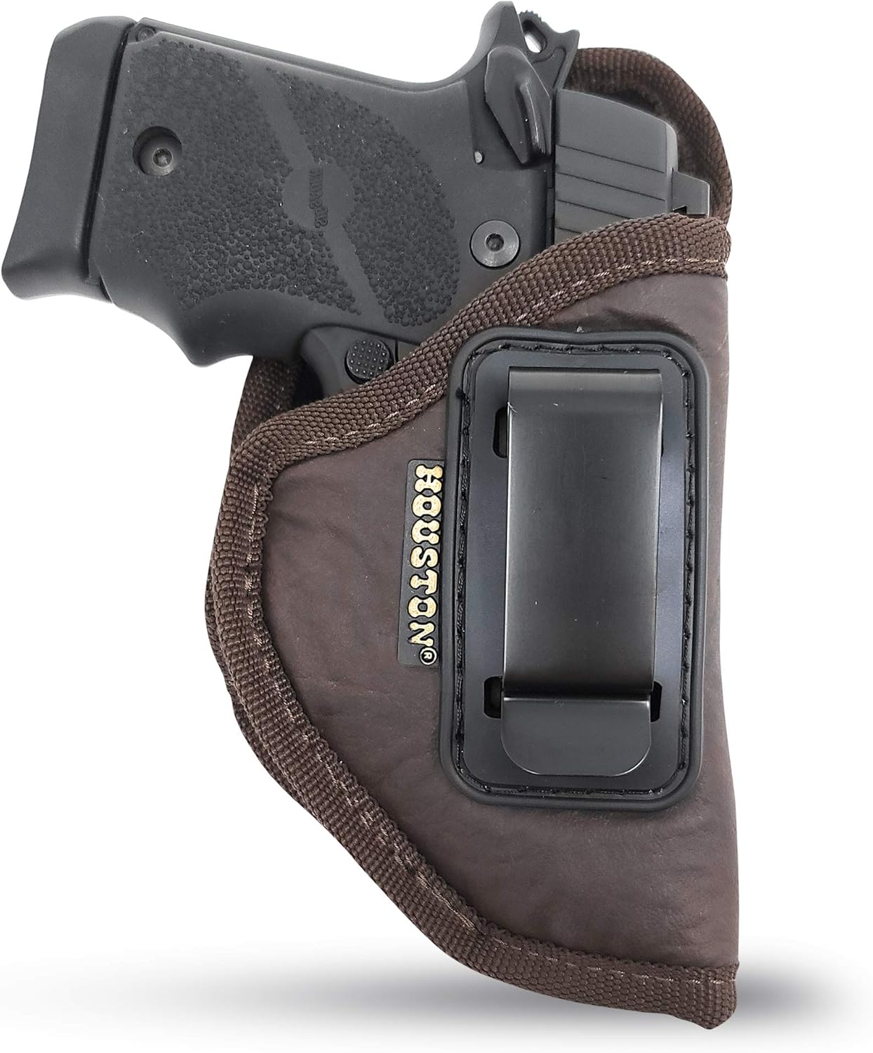 Brown Eco-Leather IWB Holster – Suede-Lined, Metal Clip, Pistols & Revolvers, Right & Left Hand