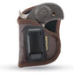 Brown Eco-Leather IWB Holster – Suede-Lined, Metal Clip, Pistols & Revolvers, Right & Left Hand