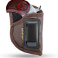Brown Eco-Leather IWB Holster – Suede-Lined, Metal Clip, Pistols & Revolvers, Right & Left Hand