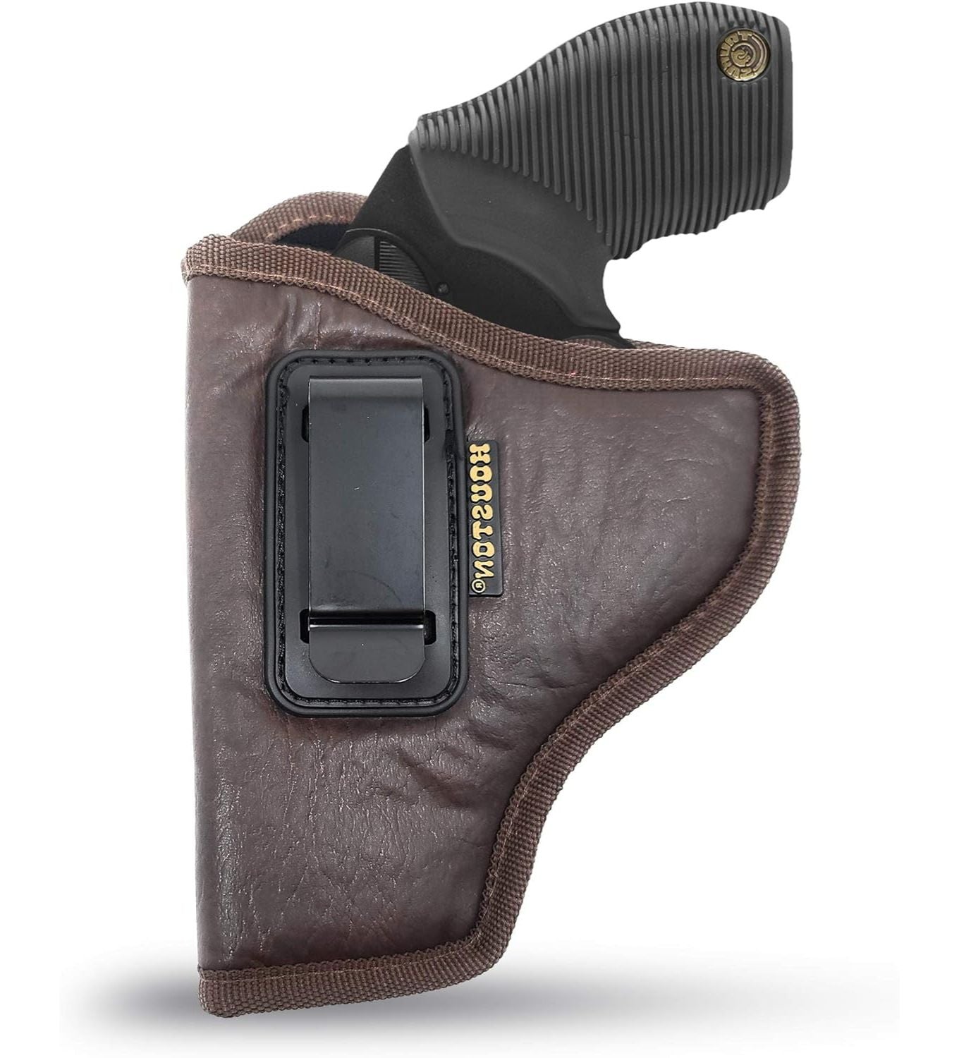 Brown Eco-Leather IWB Holster – Suede-Lined, Metal Clip, Pistols & Revolvers, Right & Left Hand