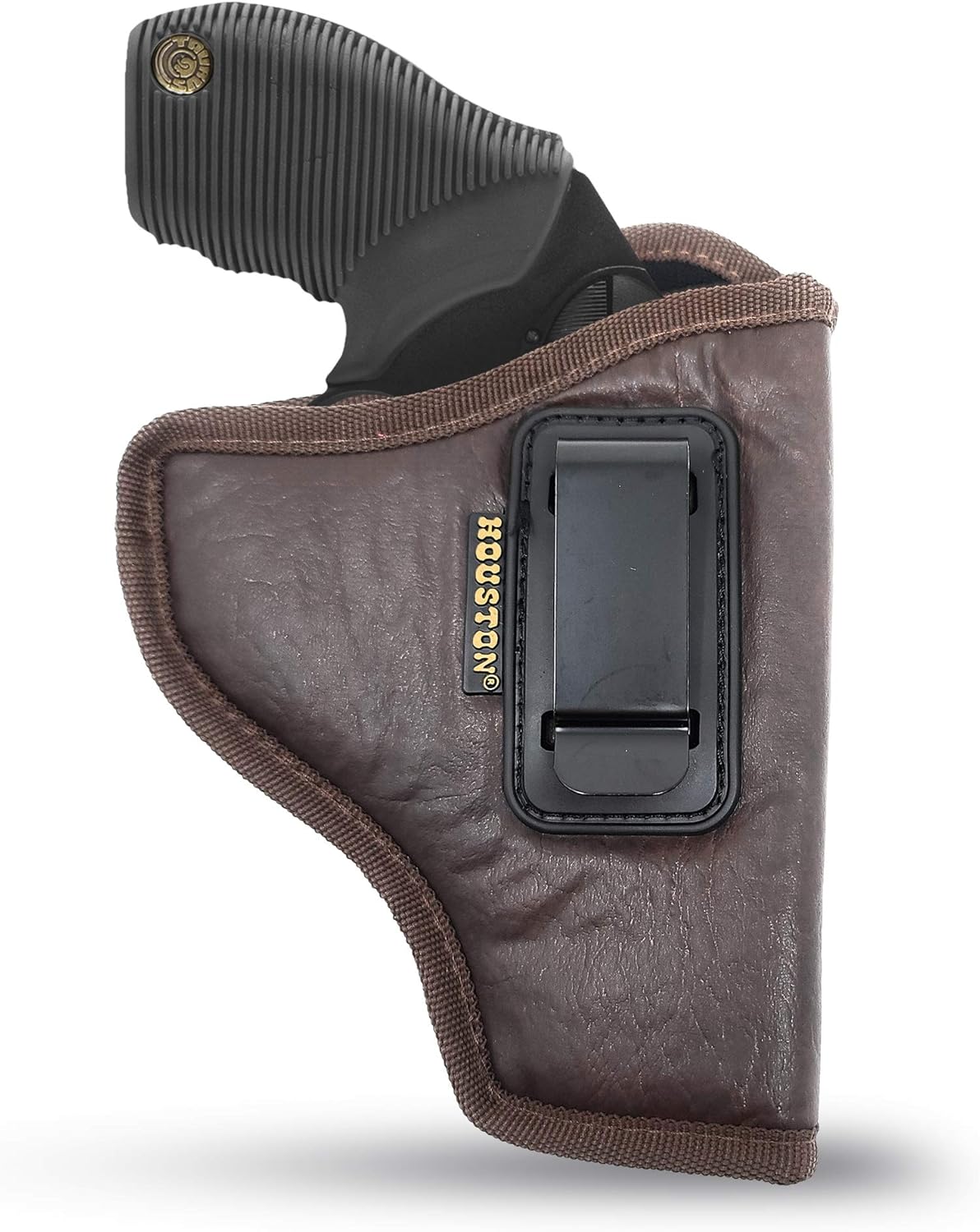 Brown Eco-Leather IWB Holster – Suede-Lined, Metal Clip, Pistols & Revolvers, Right & Left Hand