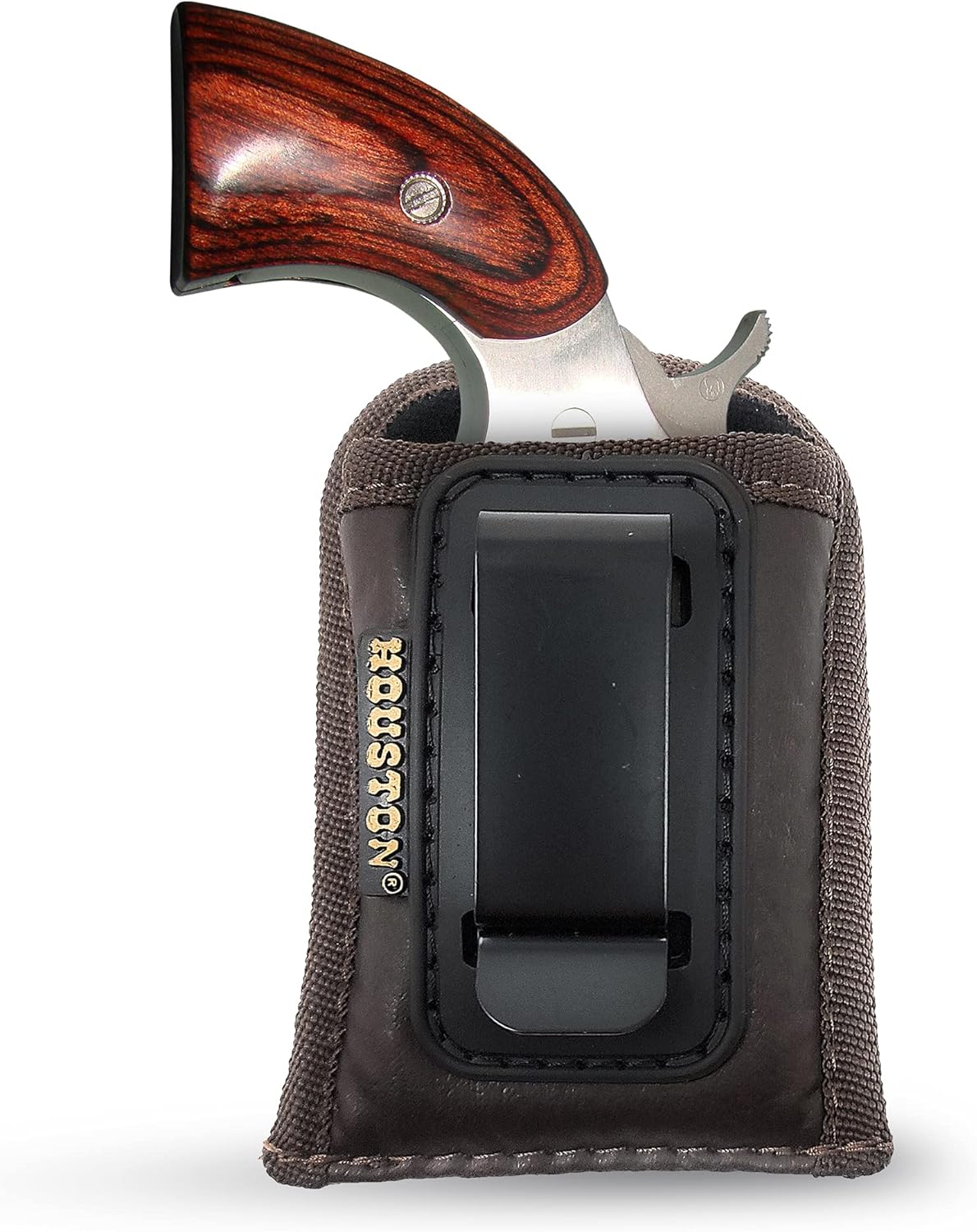 Brown Eco-Leather IWB Holster – Suede-Lined, Metal Clip, Pistols & Revolvers, Right & Left Hand
