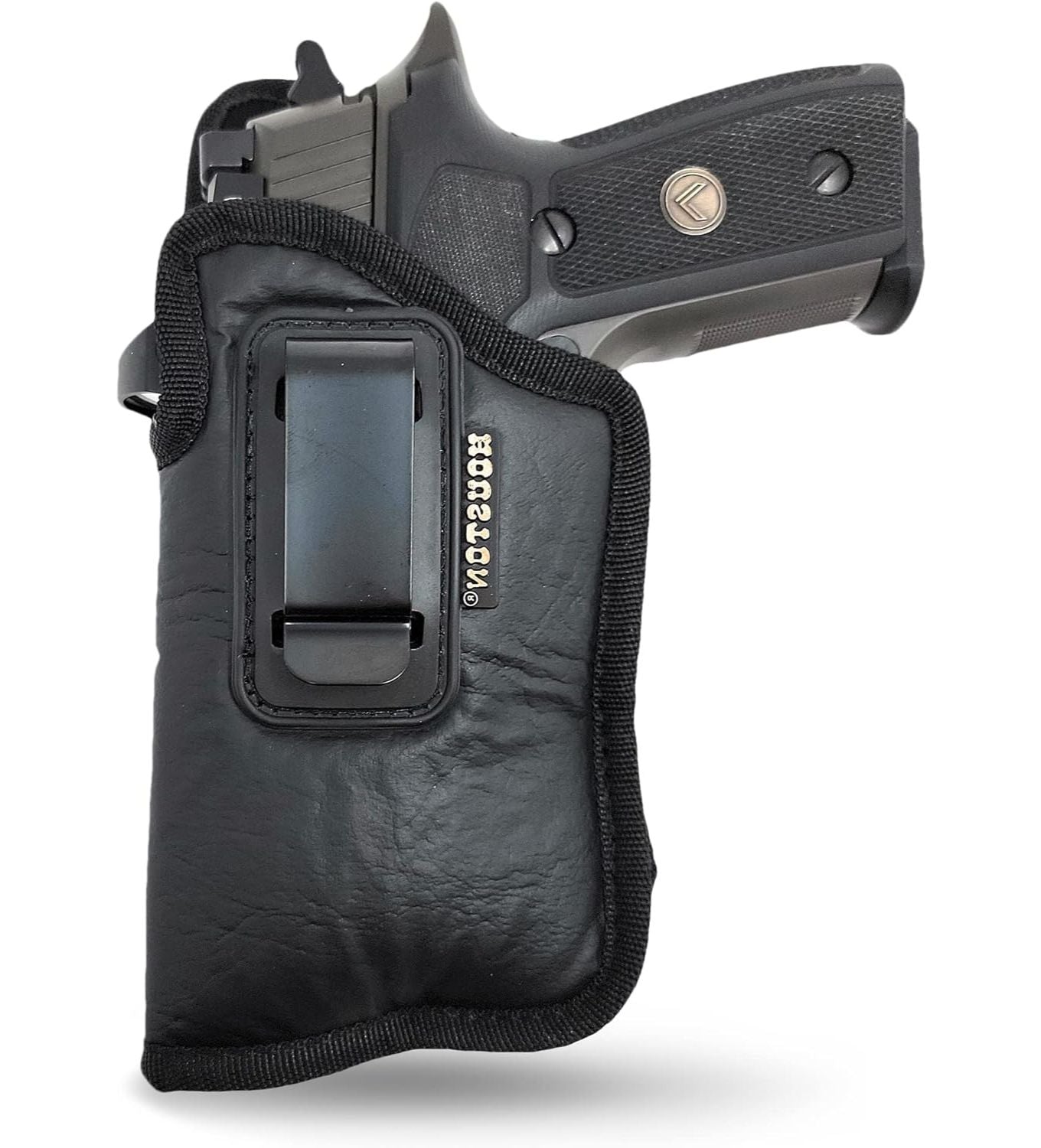 Eco-Leather Optic Cut IWB Holster with Laser – Suede-Lined, Metal Clip, Right & Left Hand