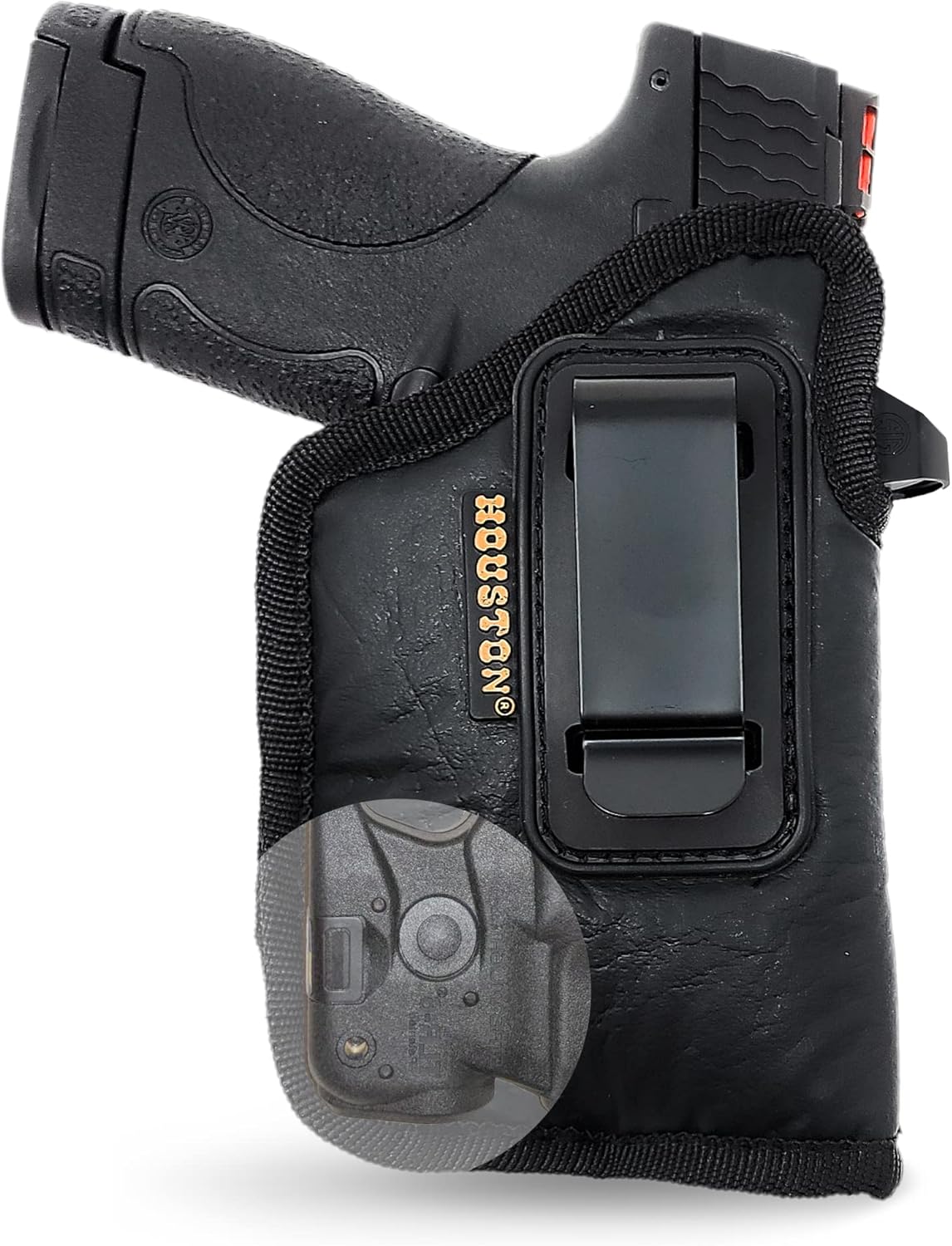 Eco-Leather Optic Cut IWB Holster with Laser – Suede-Lined, Metal Clip, Right & Left Hand