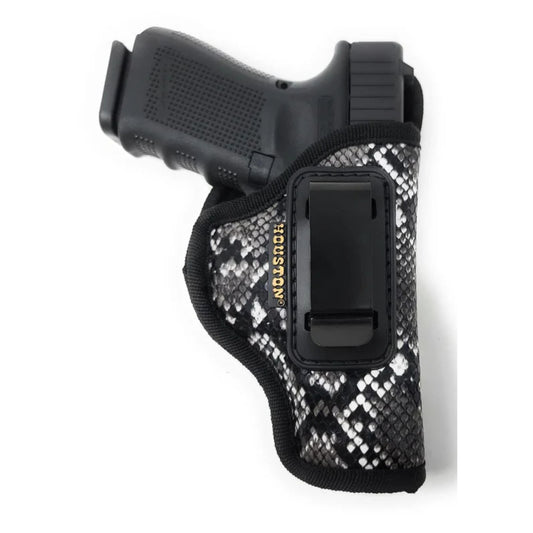 Snake-Print Eco-Leather IWB Holster – Suede-Lined, Metal Clip, Pistols & Revolvers, Right & Left Hand