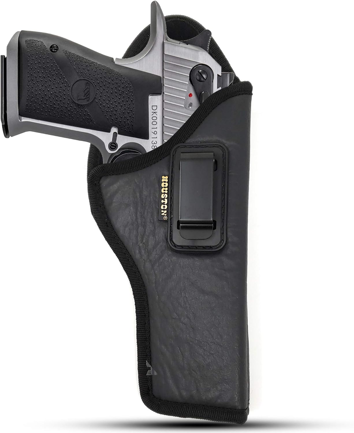 IWB Concealed Carry Holster – Eco Leather BLACK Gun Holster with Metal Clip for Glock, S&W & More