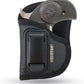 IWB Concealed Carry Holster – Eco Leather BLACK Gun Holster with Metal Clip for Glock, S&W & More