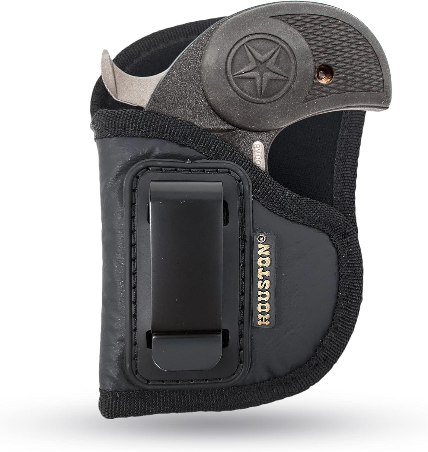 IWB Concealed Carry Holster – Eco Leather BLACK Gun Holster with Metal Clip for Glock, S&W & More