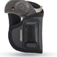 IWB Concealed Carry Holster – Eco Leather BLACK Gun Holster with Metal Clip for Glock, S&W & More