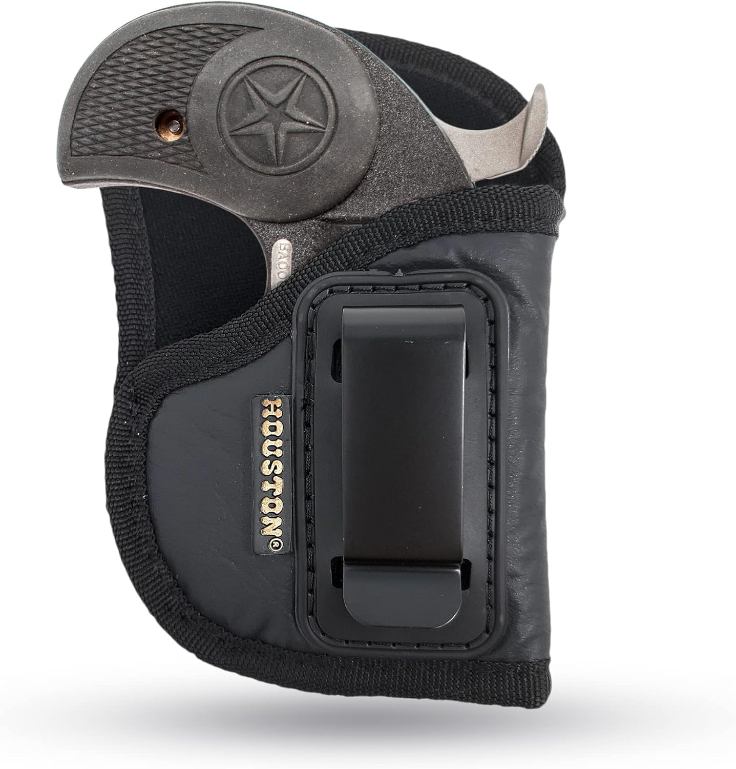 IWB Concealed Carry Holster – Eco Leather BLACK Gun Holster with Metal Clip for Glock, S&W & More
