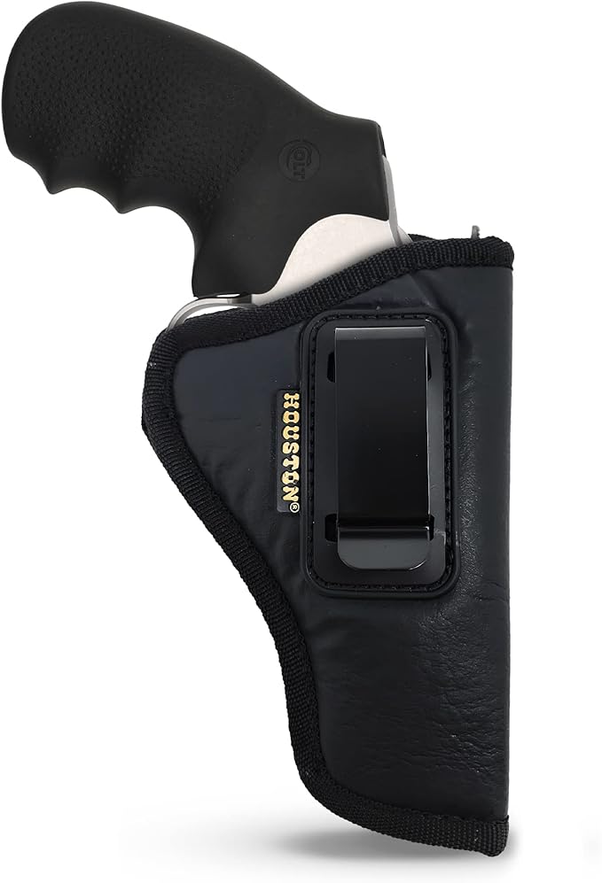 IWB Concealed Carry Holster – Eco Leather BLACK Gun Holster with Metal Clip for Glock, S&W & More