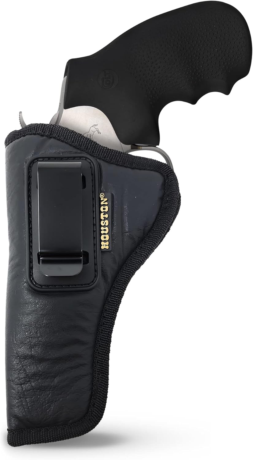 IWB Concealed Carry Holster – Eco Leather BLACK Gun Holster with Metal Clip for Glock, S&W & More