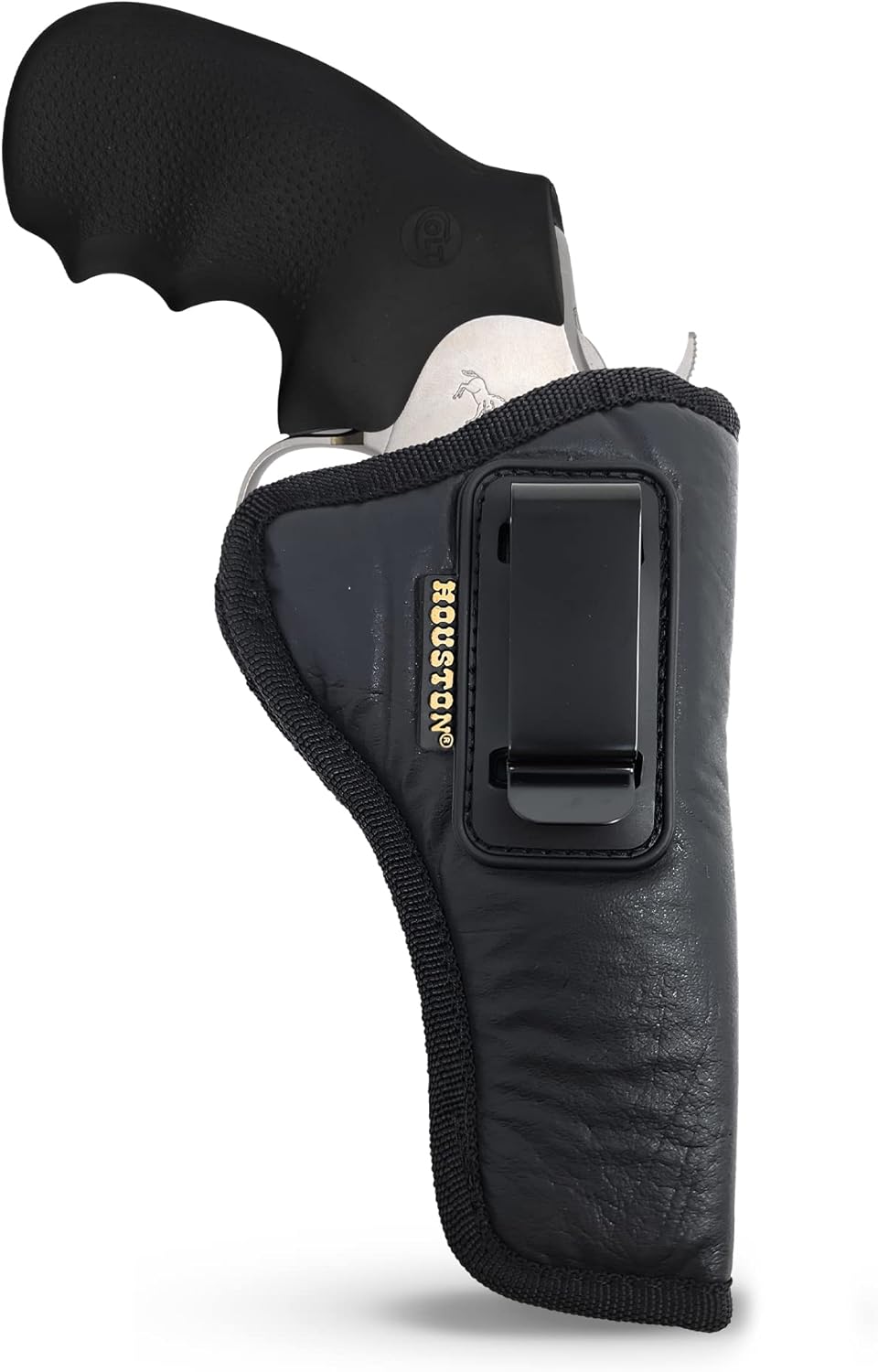 IWB Concealed Carry Holster – Eco Leather BLACK Gun Holster with Metal Clip for Glock, S&W & More