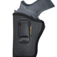 IWB Concealed Carry Holster – Eco Leather BLACK Gun Holster with Metal Clip for Glock, S&W & More