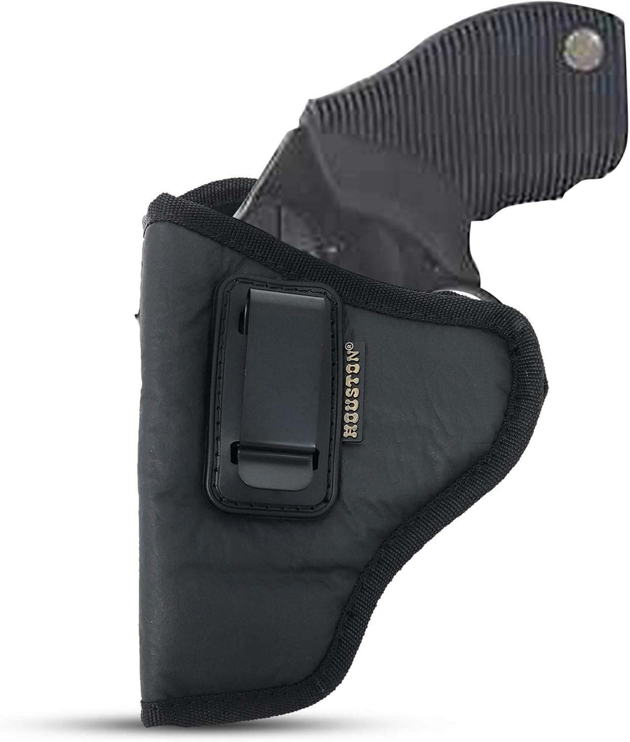 IWB Concealed Carry Holster – Eco Leather BLACK Gun Holster with Metal Clip for Glock, S&W & More