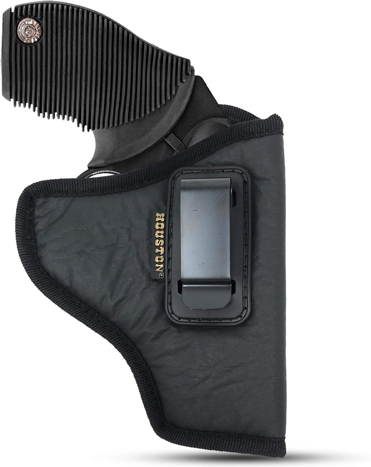 IWB Concealed Carry Holster – Eco Leather BLACK Gun Holster with Metal Clip for Glock, S&W & More