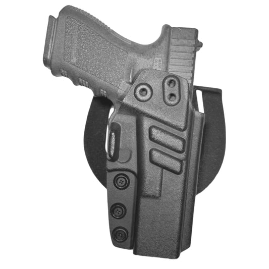 KYDEX IWB/OWB Holster with Paddle & Clip – Right Hand | Suede-Lined | 90+ Gun Models