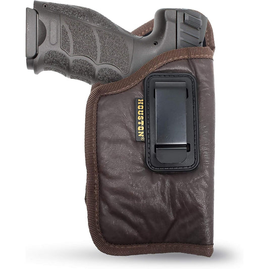 Brown Eco-Leather IWB Holster with Laser – Suede-Lined, Metal Clip, Right & Left Hand