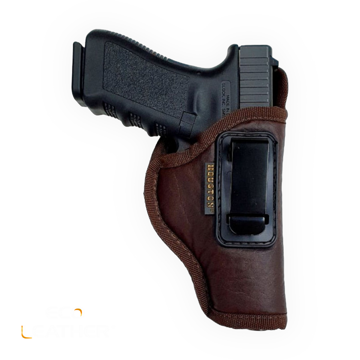 Brown Eco-Leather IWB Holster – Suede-Lined, Metal Clip, Pistols & Revolvers, Right & Left Hand