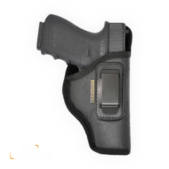 IWB Concealed Carry Holster – Eco Leather BLACK Gun Holster with Metal Clip for Glock, S&W & More
