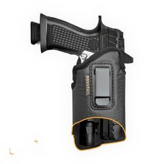 Eco-Leather IWB Holster with Light & Laser – Adjustable Metal Clip, Suede-Lined, Optics Ready