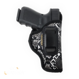 Snake-Print Eco-Leather IWB Holster – Suede-Lined, Metal Clip, Pistols & Revolvers, Right & Left Hand