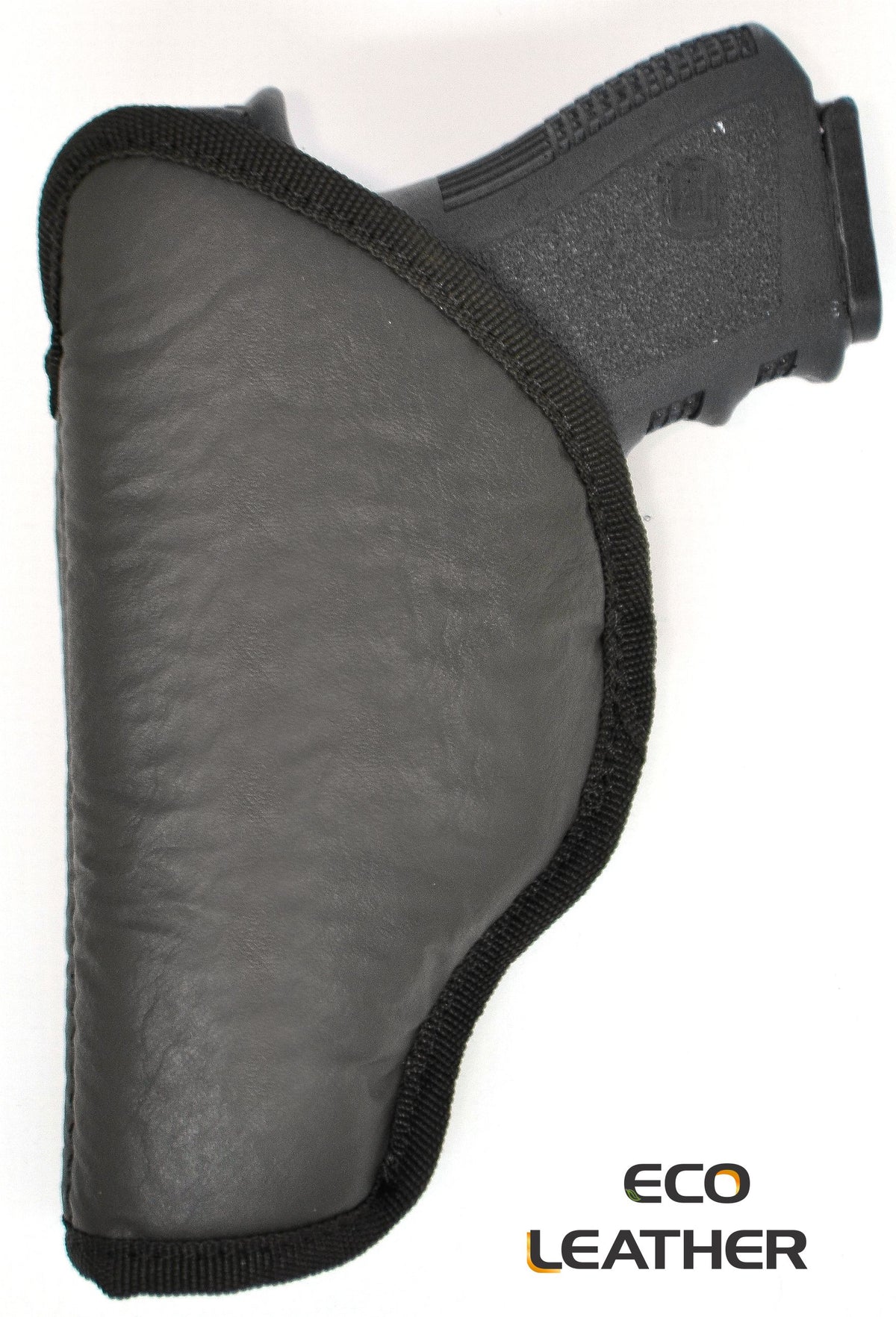 IWB Concealed Carry Holster – Eco Leather BLACK Gun Holster with Metal Clip for Glock, S&W & More